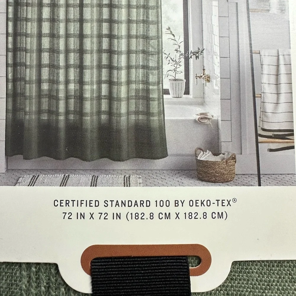 New Hearth & Hand with Magnolia Grid-Like Textured Shower Curtain 72x72